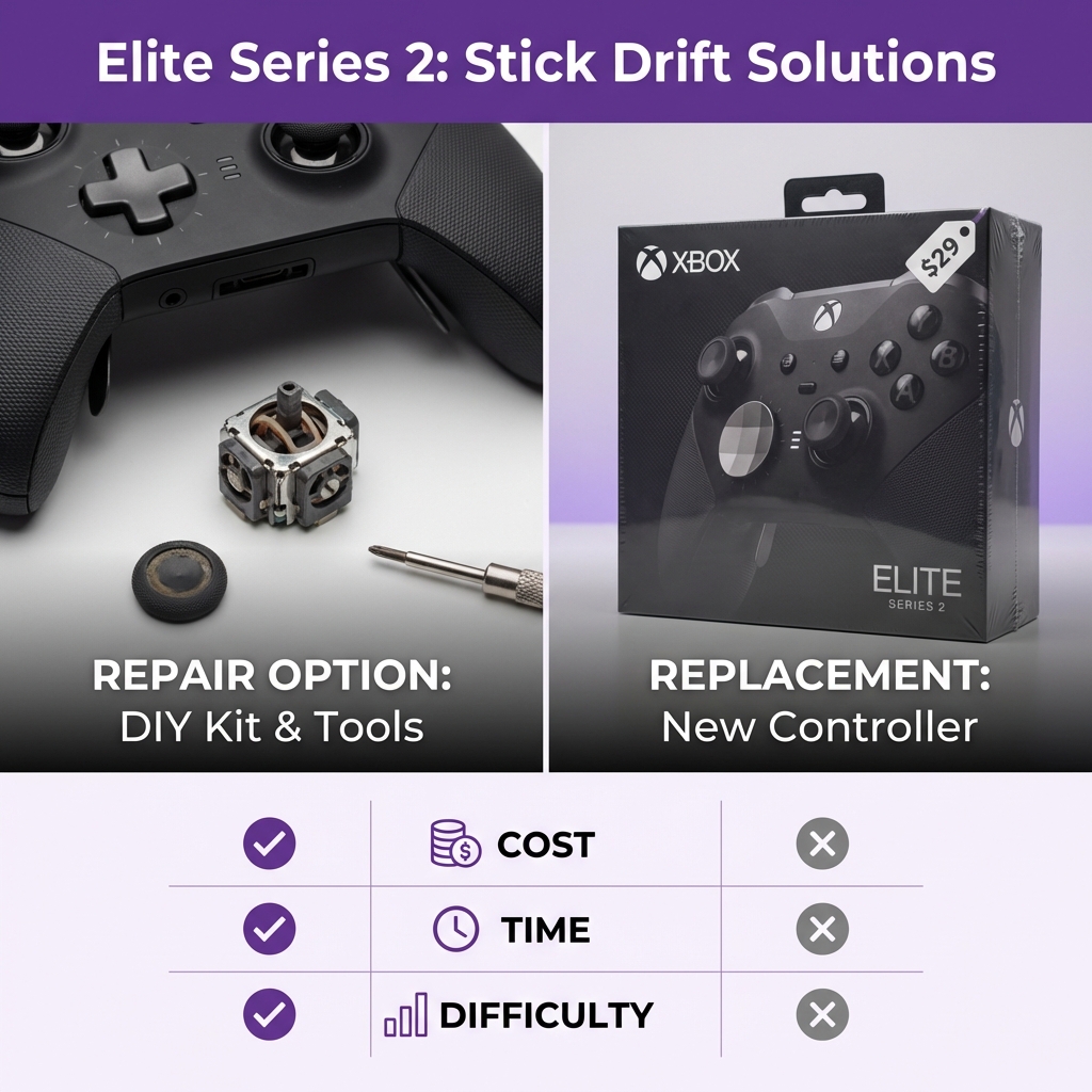 Illustration for article: Elite Series 2 Stick Drift Repair vs Replacement